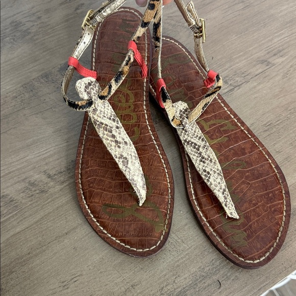 Sam Edelman | Gigi Stylish Snake Python Print Leather blend Sandals - 8 - Picture 3 of 4